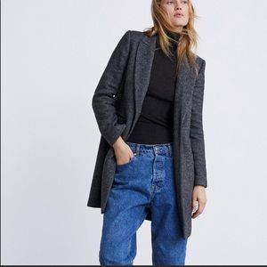 Zara Gray Houndstooth Coat